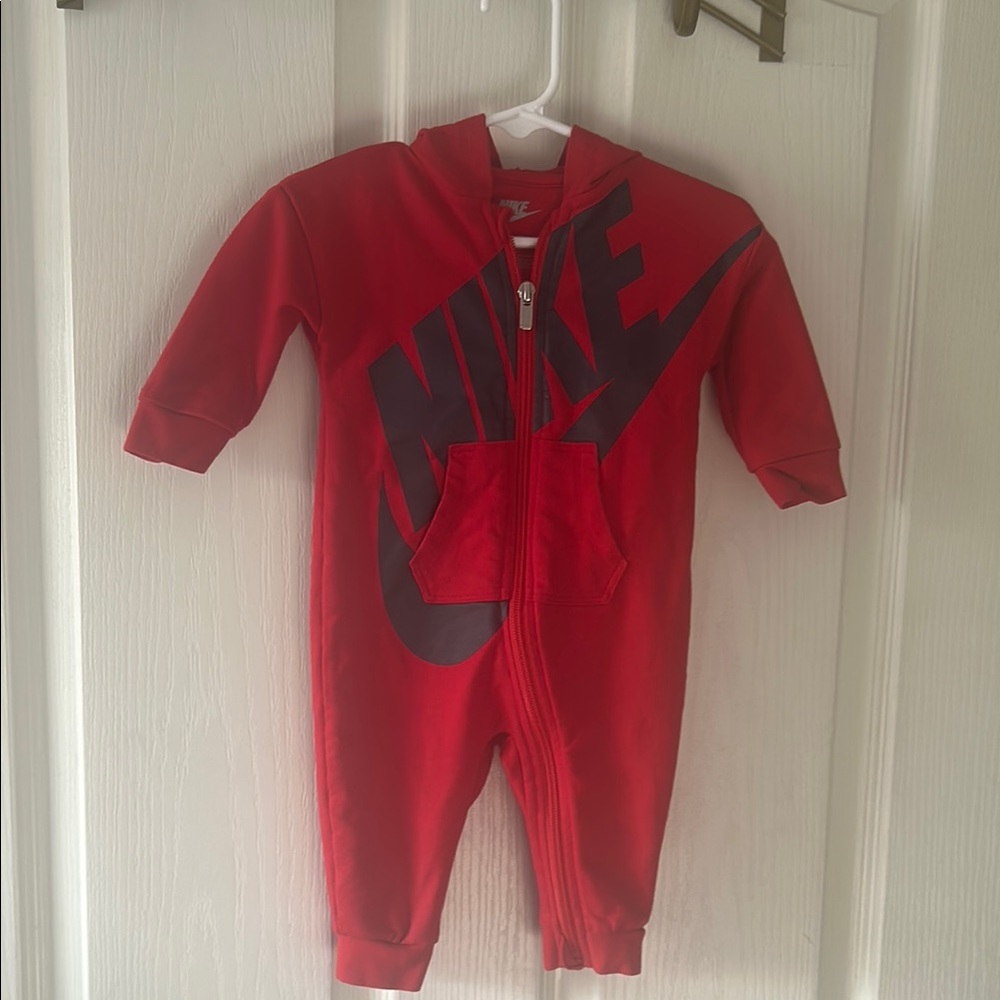 Nike Red Footies One Piece with Hood